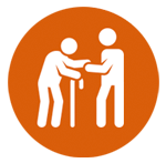 Icon of person assisting another person walking